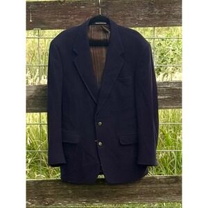 Mens Navy Blue Two Button Blazer Sport Coat Made in Canada Striped Lining